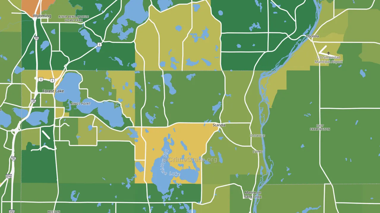 Scandia, MN Map of Murder Rates