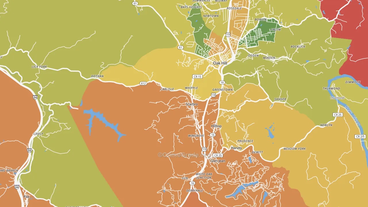 Scarbro, WV Map of Murder Rates