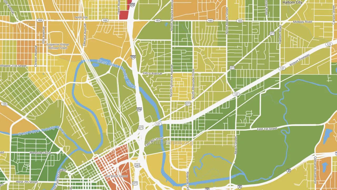 Scenic Bluff, Fort Worth, TX Map of Murder Rates