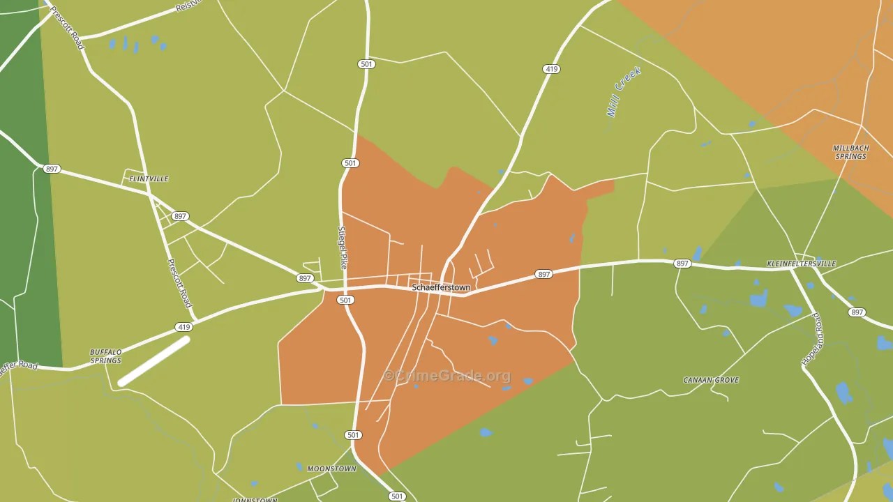 Schaefferstown, PA Map of Murder Rates