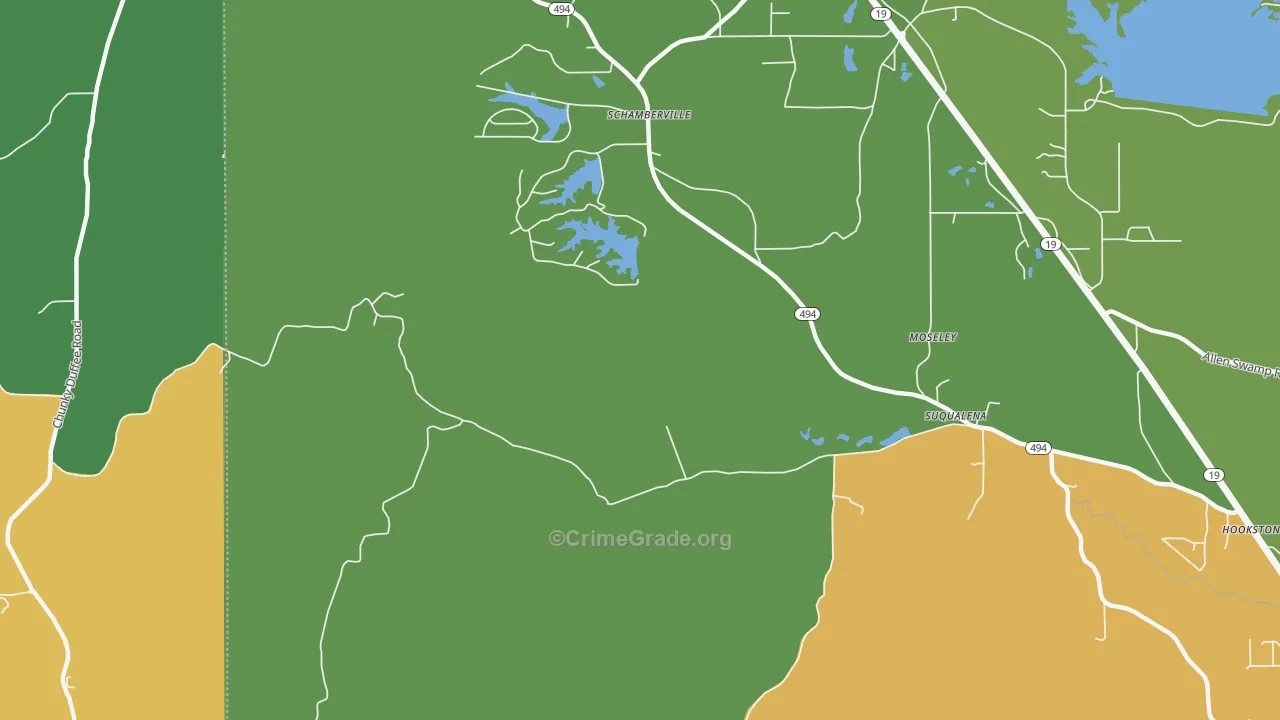 Schamberville, MS Map of Murder Rates