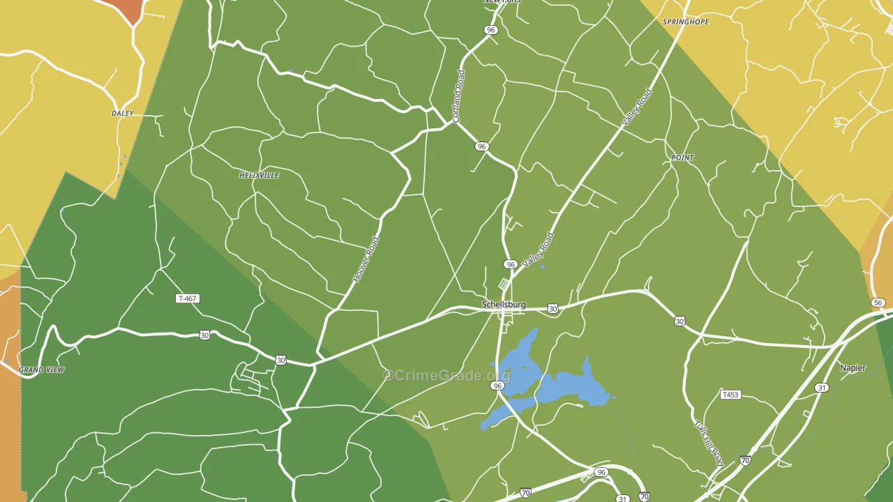 Schellsburg, PA Map of Murder Rates