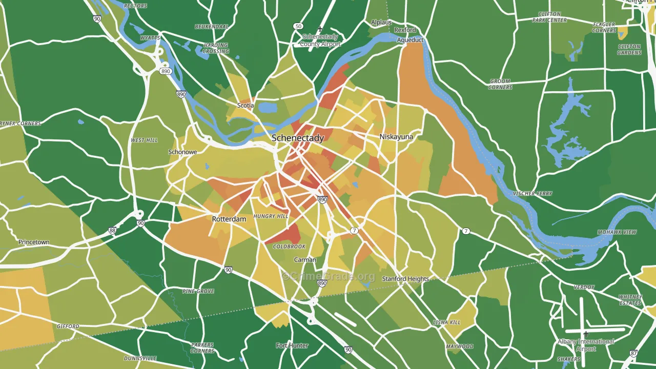 Schenectady, NY Map of Murder Rates