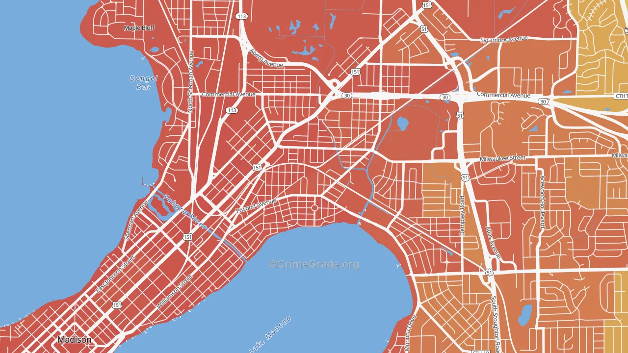 Schenk-Atwood-Starkweather-Yahar, Madison, WI Map of Murder Rates
