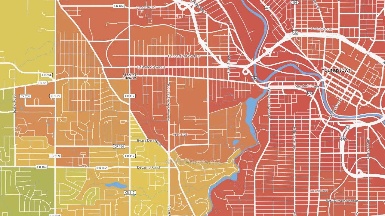 Schenley, Youngstown, OH Map of Murder Rates