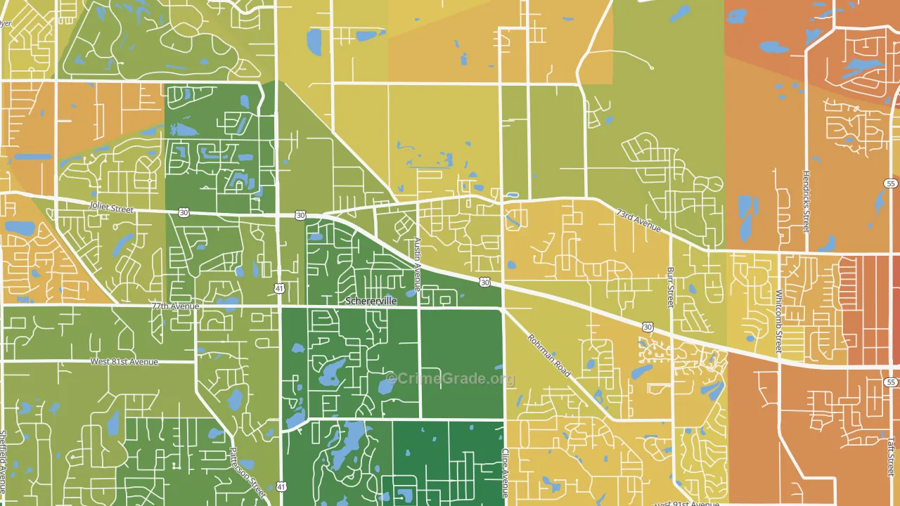 Schererville, IN Map of Murder Rates