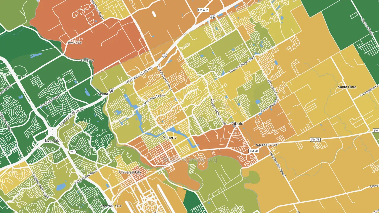 Schertz, TX Map of Murder Rates