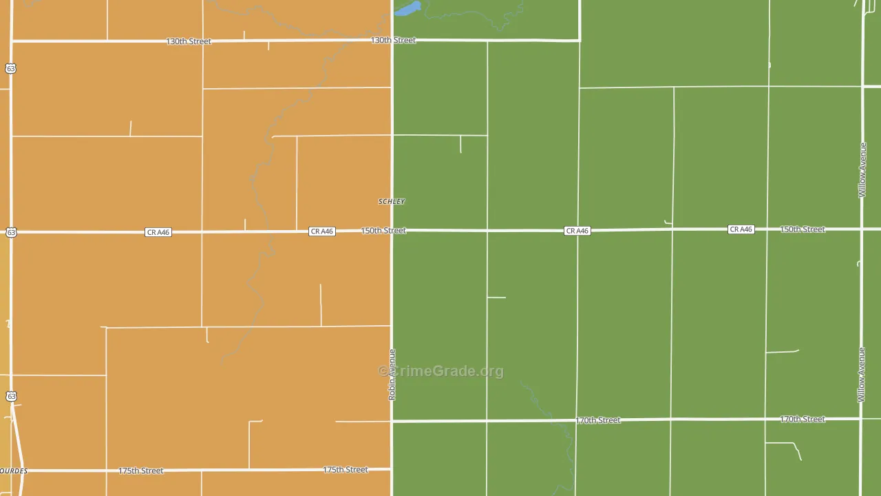 Schley, IA Map of Murder Rates