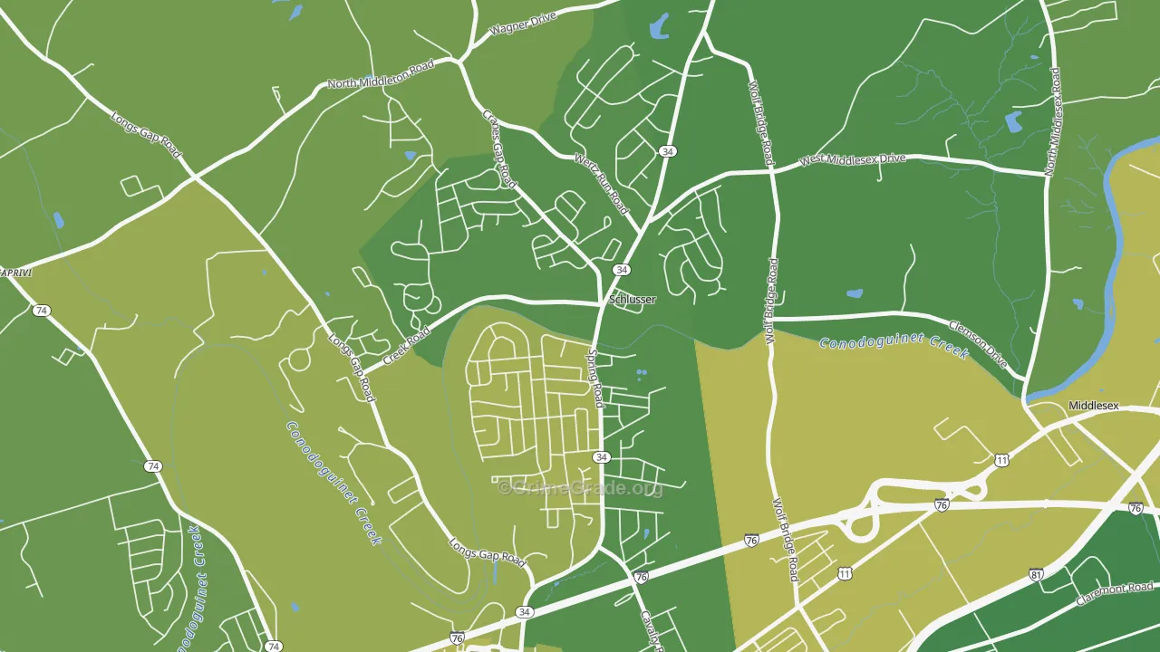 Schlusser, PA Map of Murder Rates