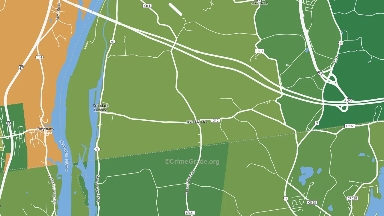 Schodack Landing, NY Map of Murder Rates