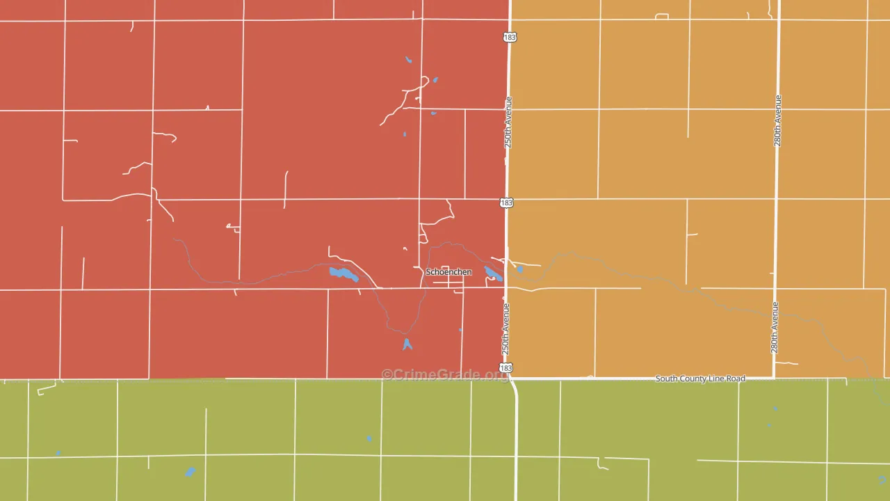 Schoenchen, KS Map of Murder Rates