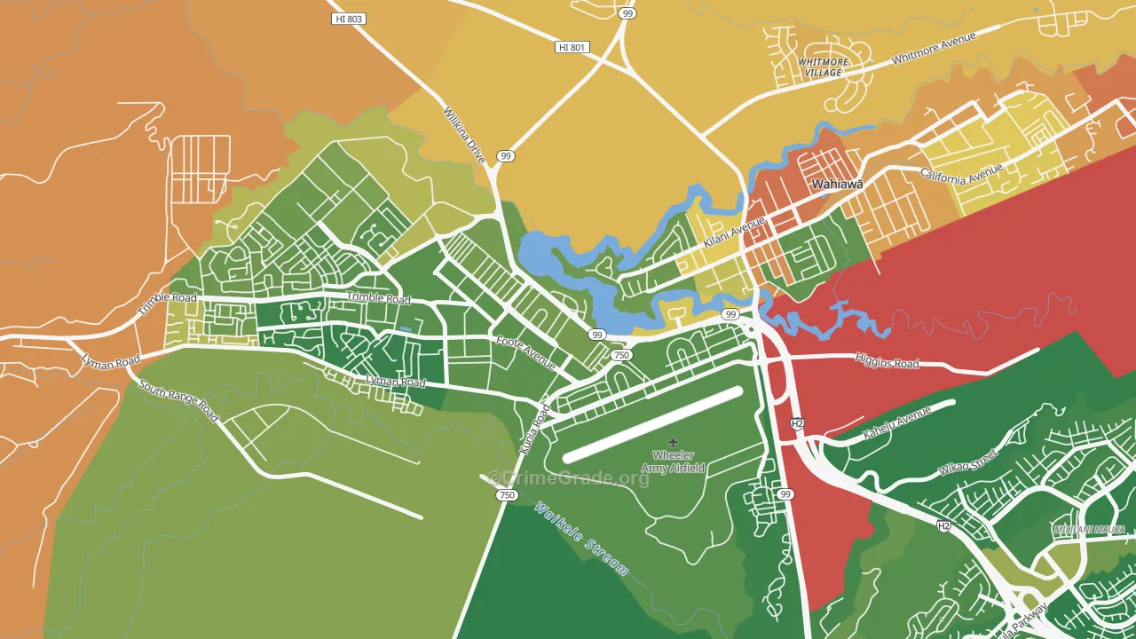 Schofield Barracks, HI Map of Murder Rates