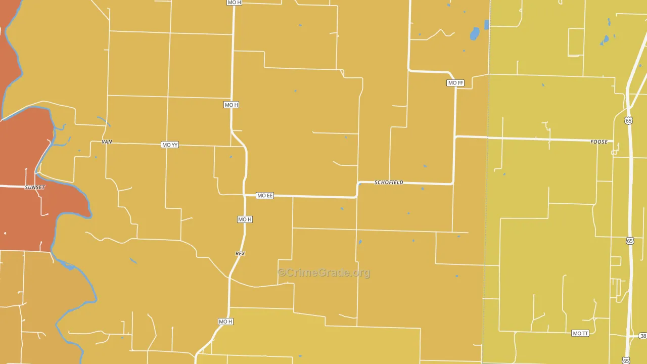 Schofield, MO Map of Murder Rates