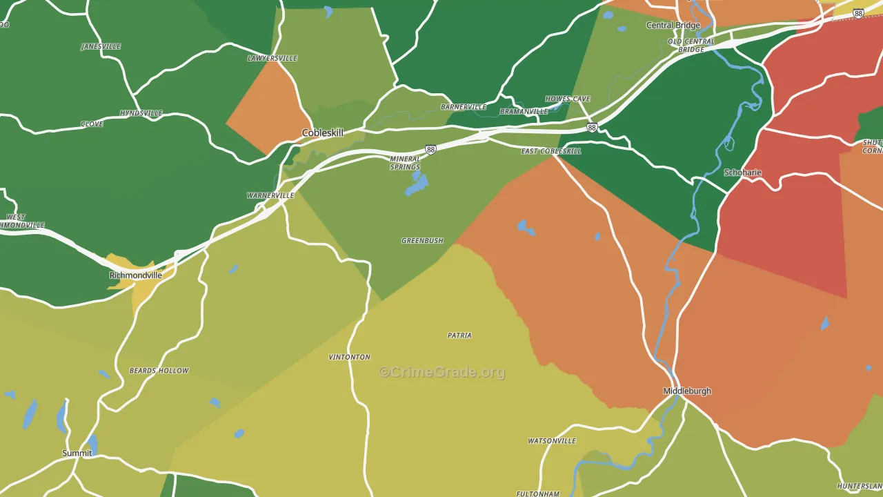 Schoharie County, NY Map of Murder Rates