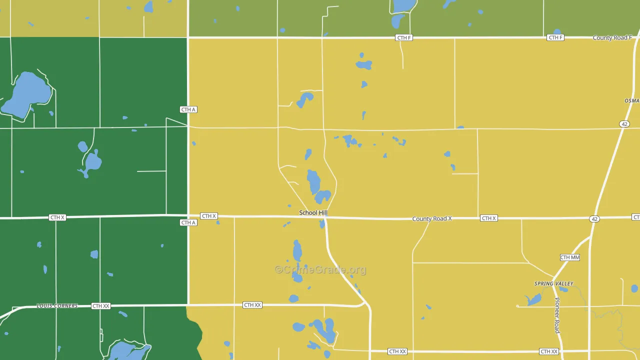 School Hill, WI Map of Murder Rates