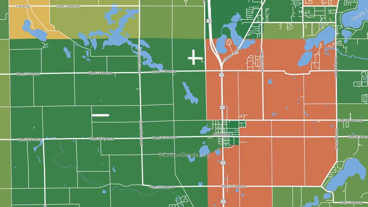 Schoolcraft, MI Map of Murder Rates
