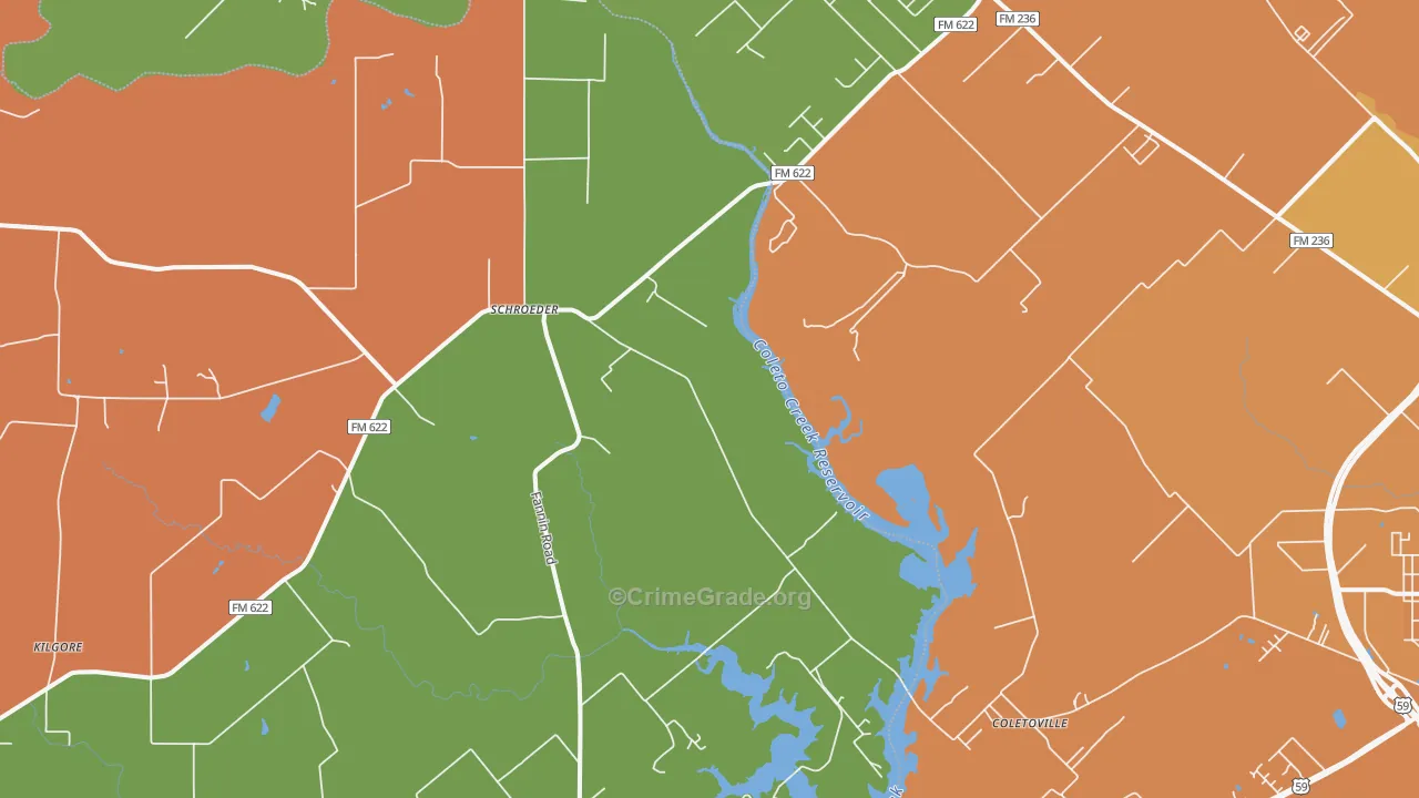 Schroeder, TX Map of Murder Rates