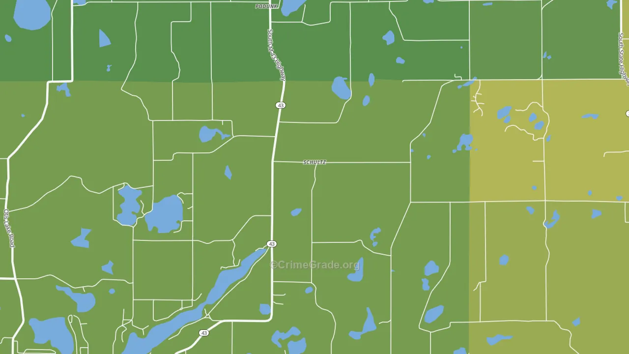 Schultz, MI Map of Murder Rates