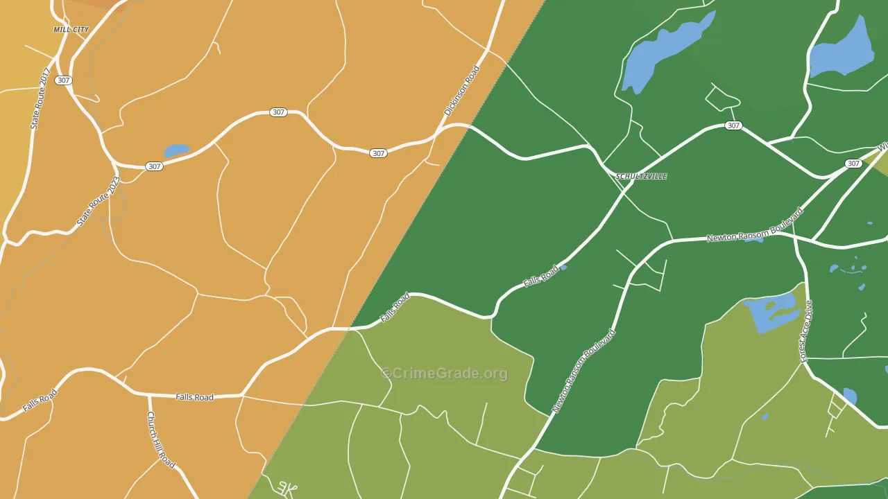 Schultzville, PA Map of Murder Rates