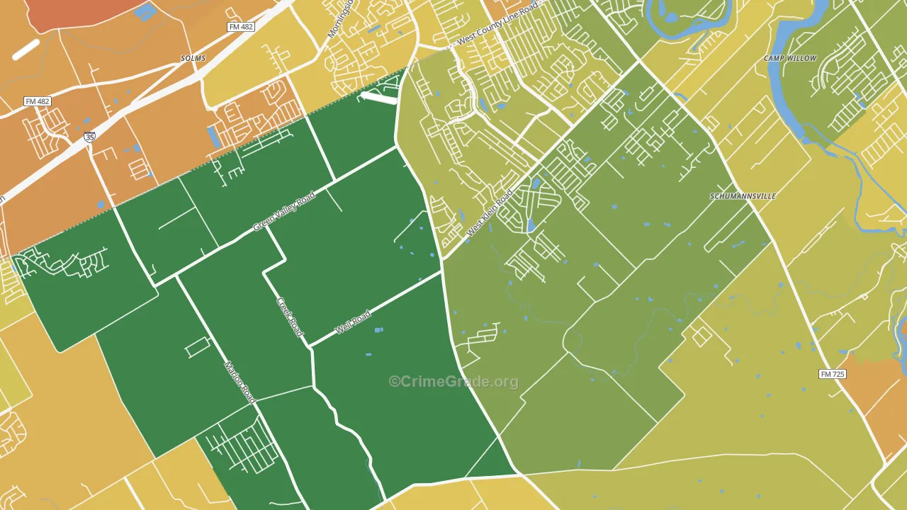 Schumannsville, TX Map of Murder Rates