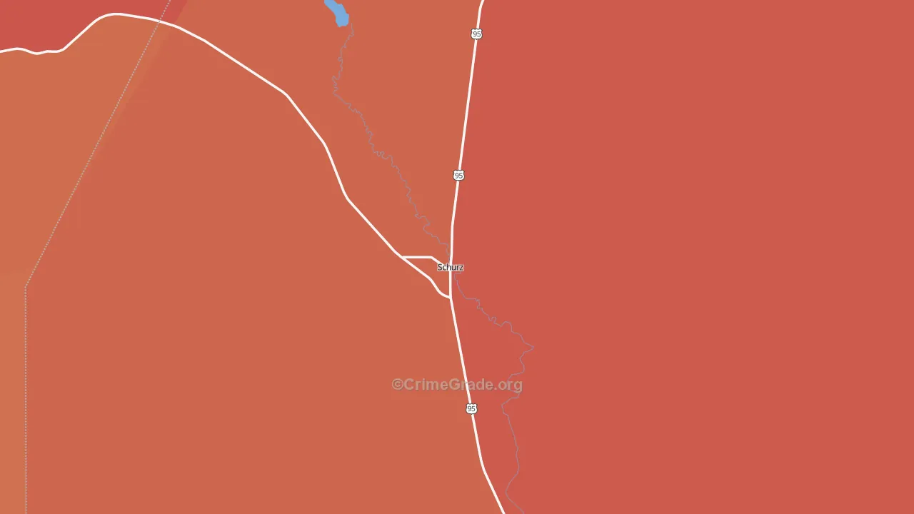 Schurz, NV Map of Murder Rates