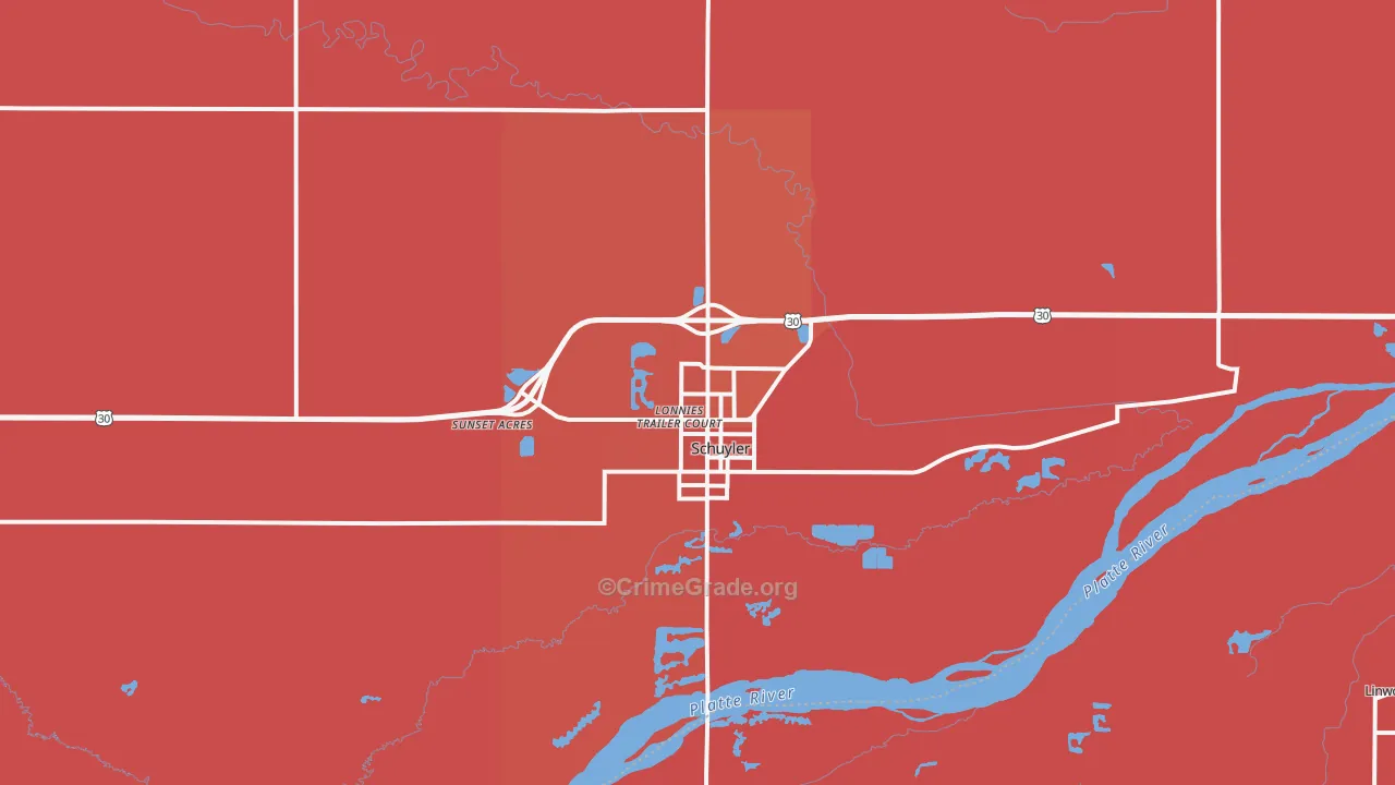 Schuyler, NE Map of Murder Rates