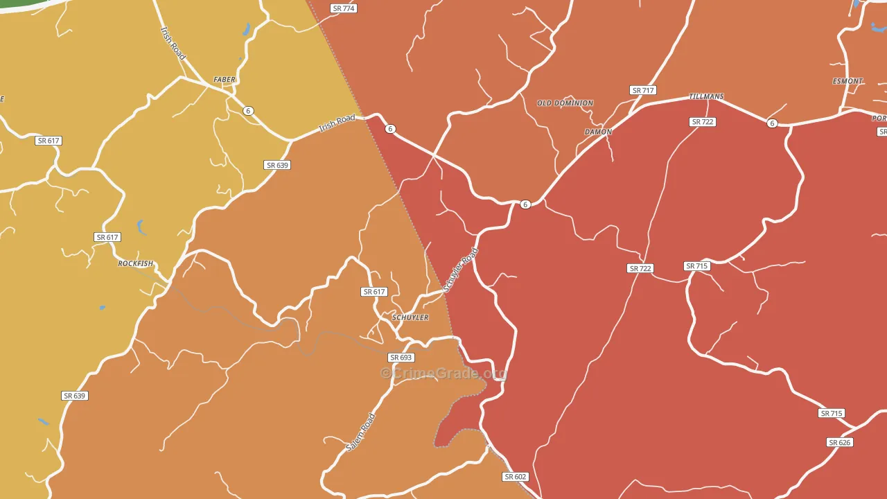 Schuyler, VA Map of Murder Rates