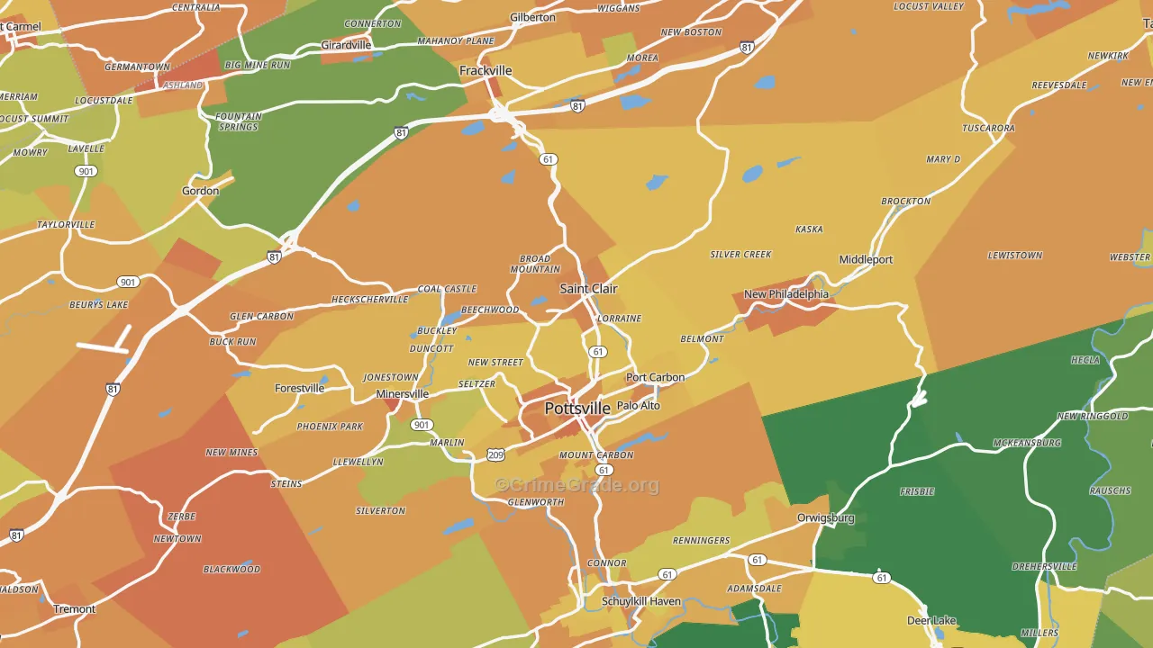 Schuylkill County, PA Map of Murder Rates