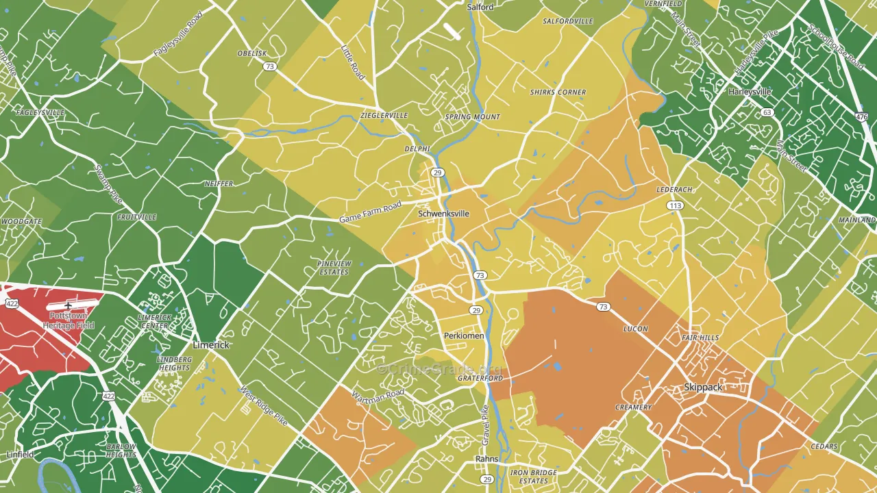 Schwenksville, PA Map of Murder Rates