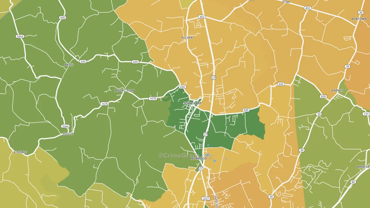 Science Hill, KY Map of Murder Rates