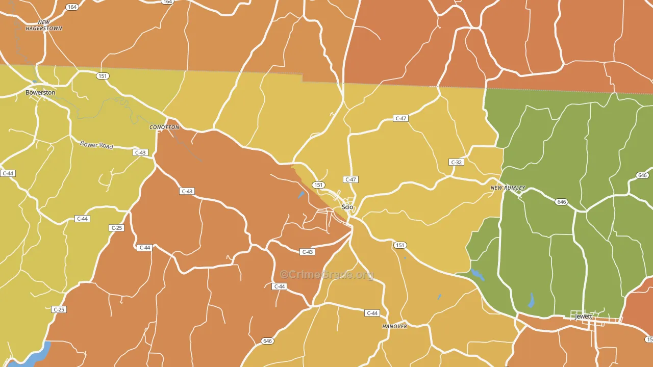 Scio, OH Map of Murder Rates