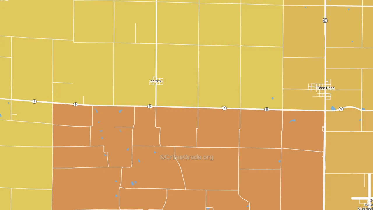 Sciota, IL Map of Murder Rates