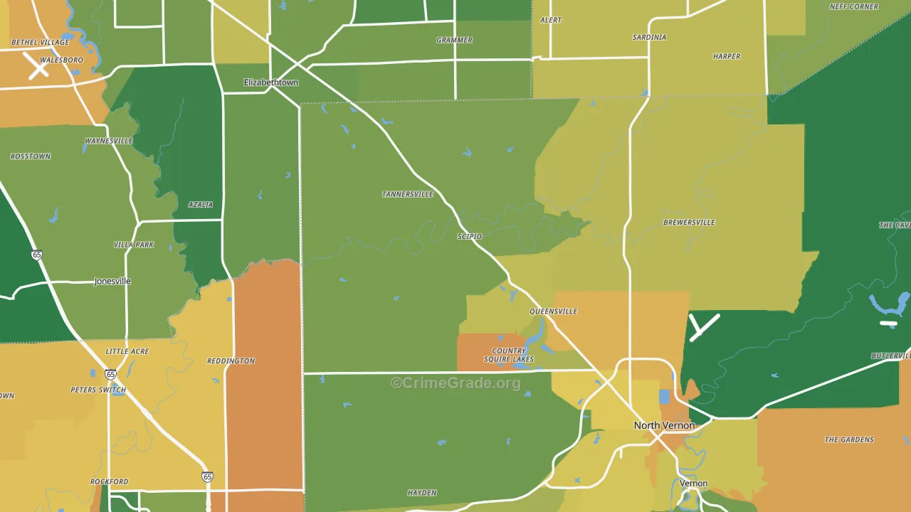 Scipio, IN Map of Murder Rates