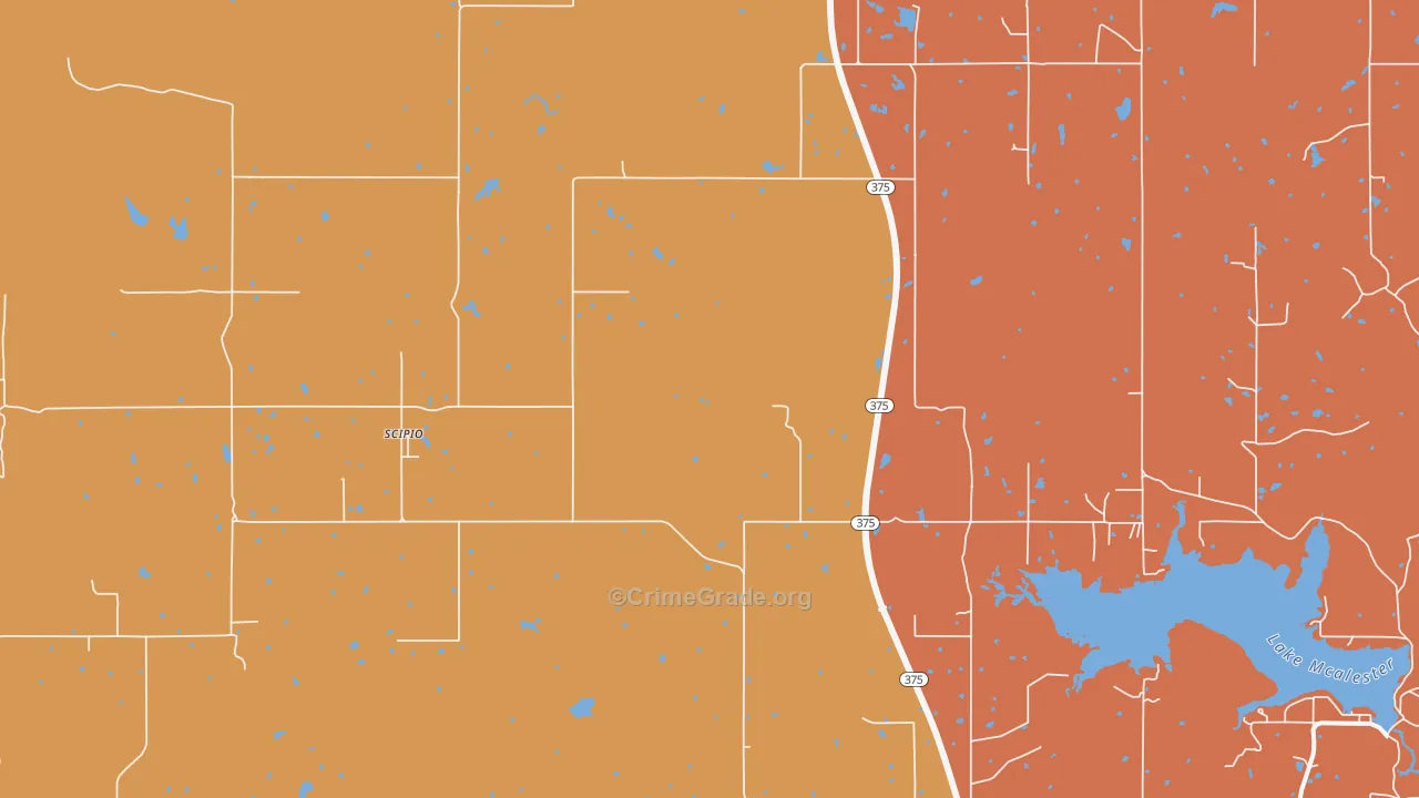 Scipio, OK Map of Murder Rates