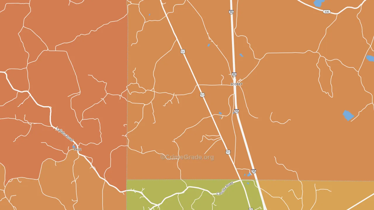 Scobey, MS Map of Murder Rates