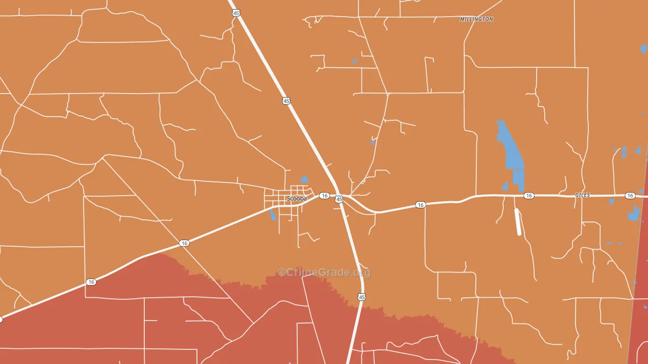 Scooba, MS Map of Murder Rates