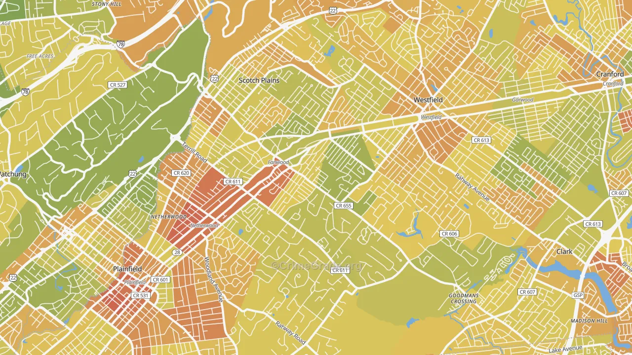 Scotch Plains, NJ Map of Murder Rates