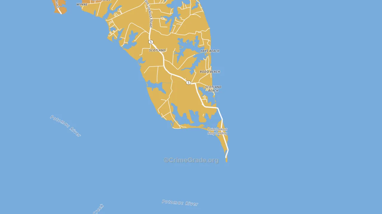 Scotland Beach, MD Map of Murder Rates