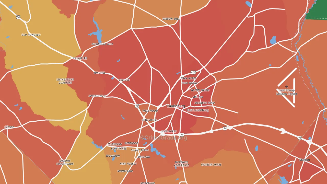 Scotland County, NC Map of Murder Rates