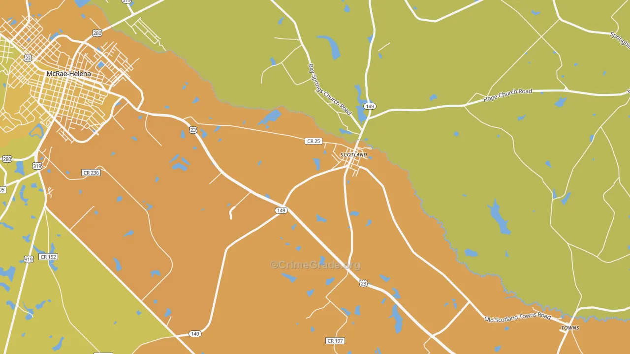 Scotland, GA Map of Murder Rates