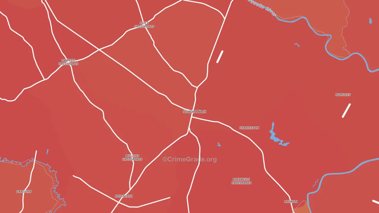 Scotland Neck, NC Map of Murder Rates