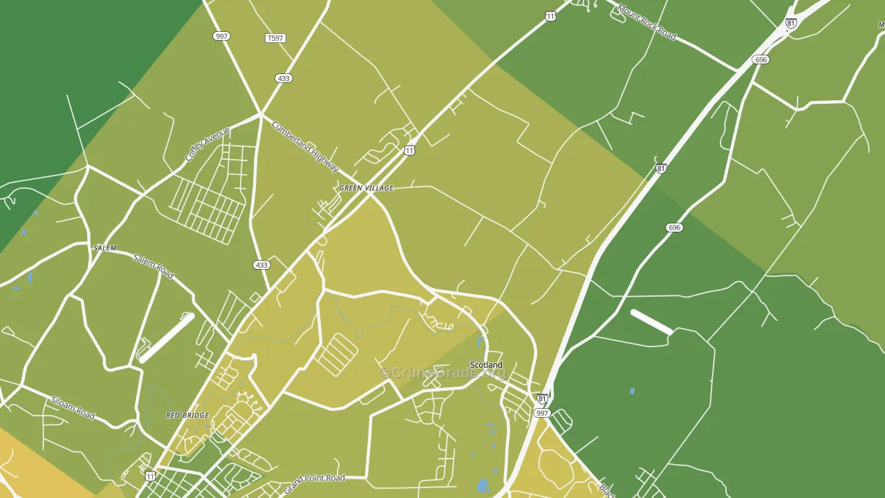 Scotland, PA Map of Murder Rates