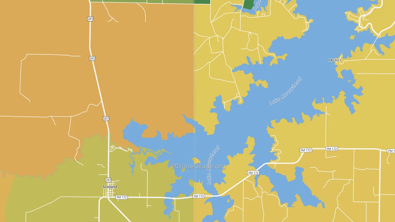 Scotland, TX Map of Murder Rates