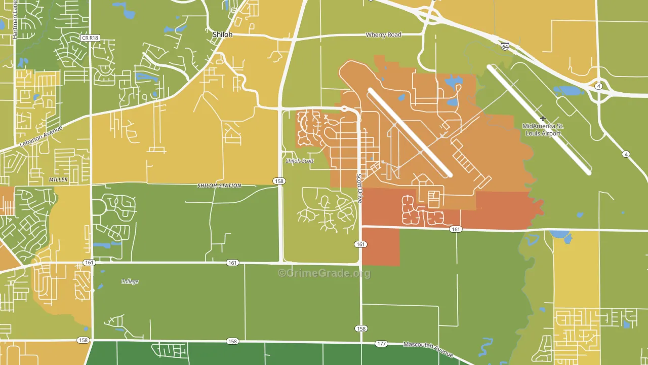 Scott AFB, IL Map of Murder Rates
