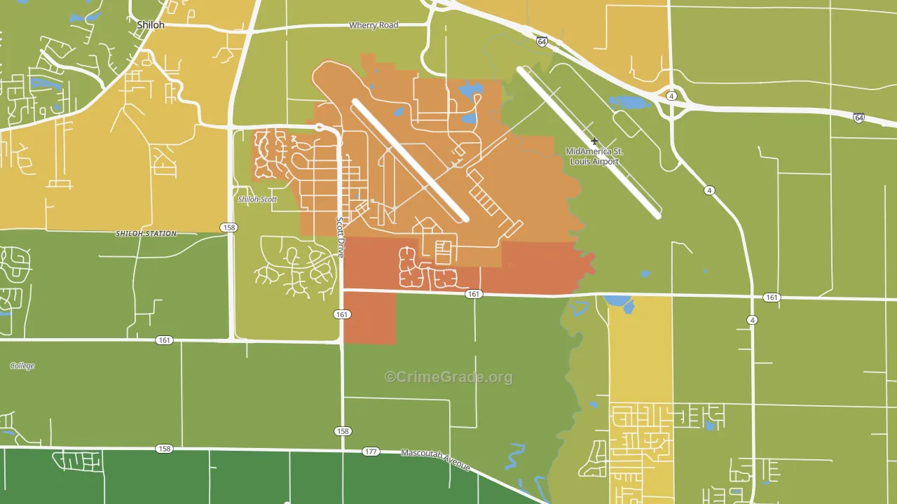 Scott Air Force Base, IL Map of Murder Rates