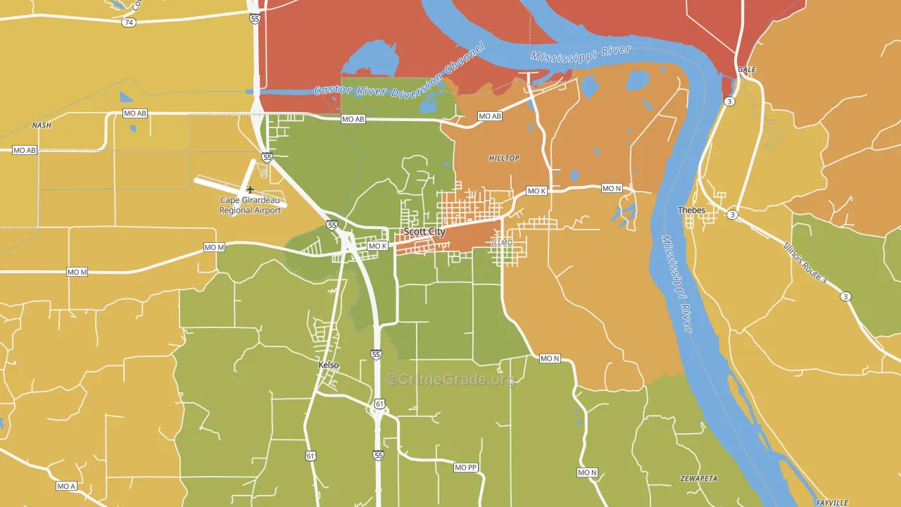 Scott City, MO Map of Murder Rates
