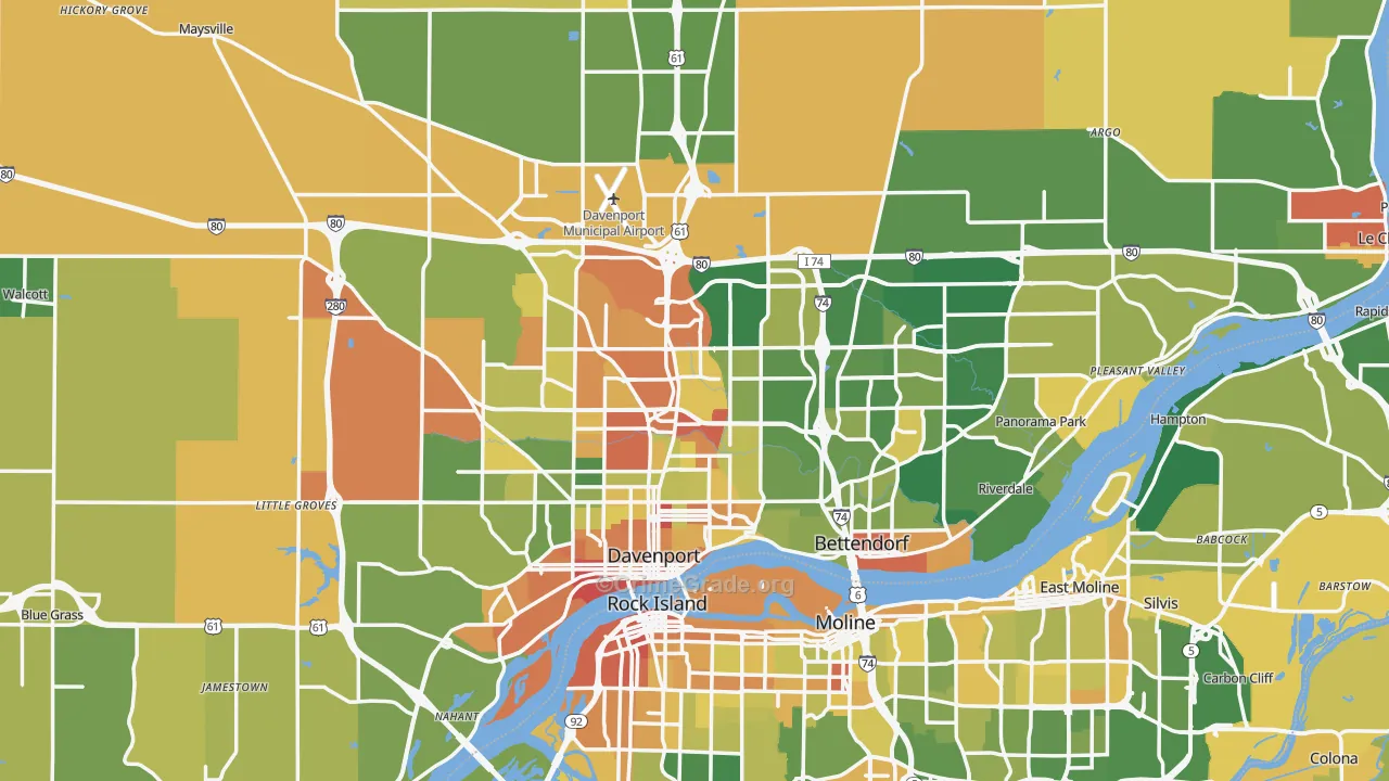 Scott County, IA Map of Murder Rates