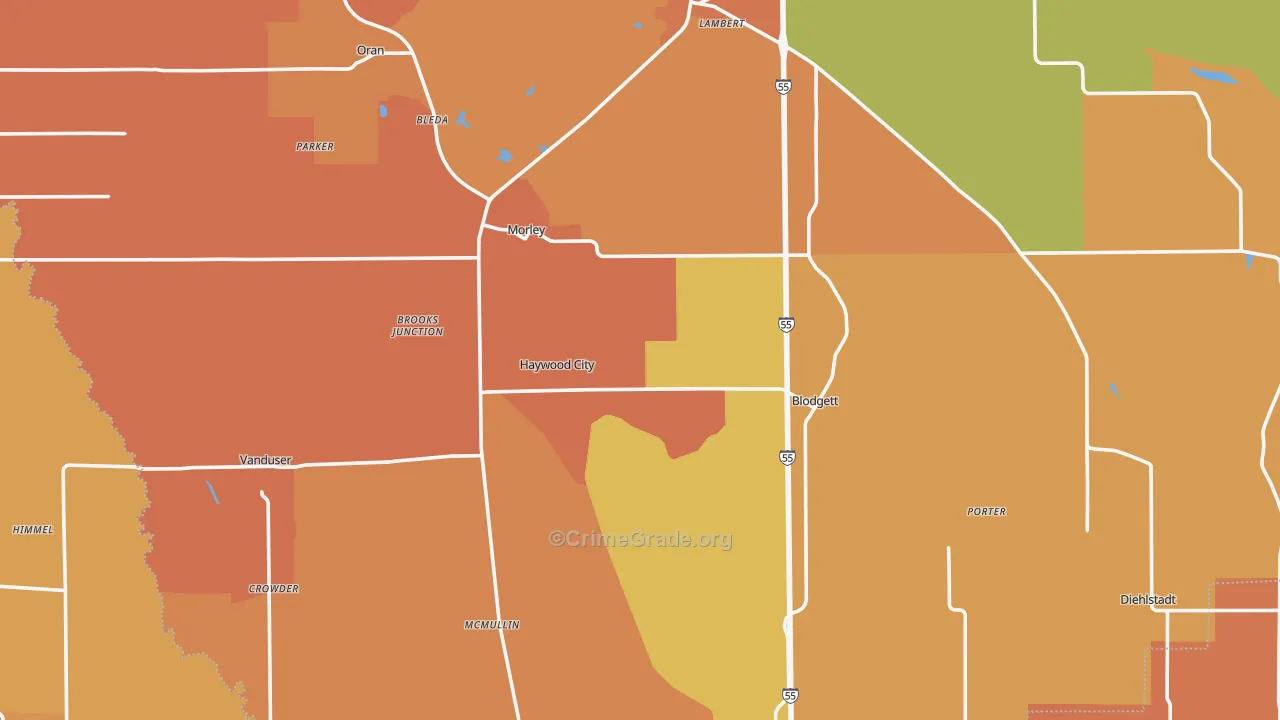 Scott County, MO Map of Murder Rates