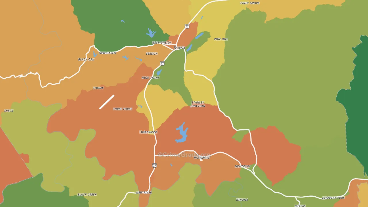 Scott County, TN Map of Murder Rates