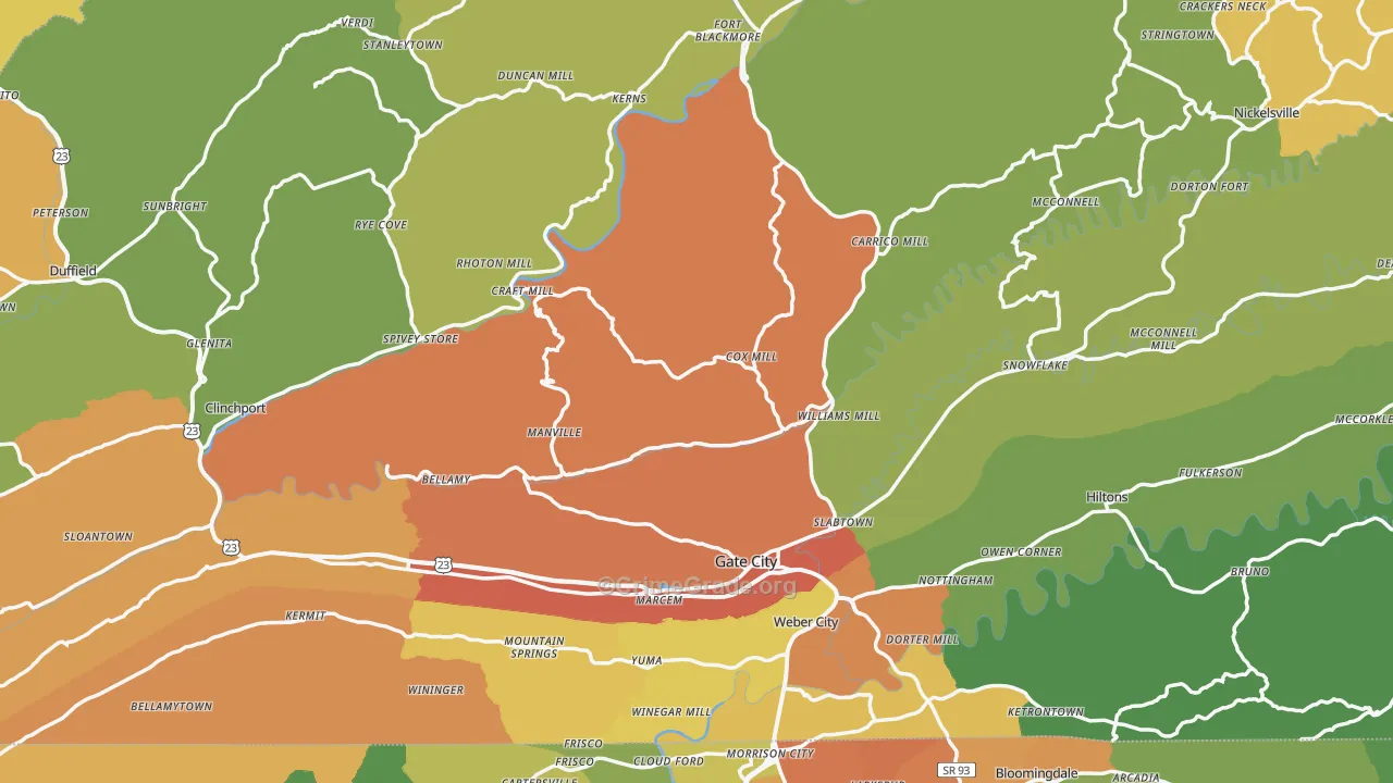 Scott County, VA Map of Murder Rates